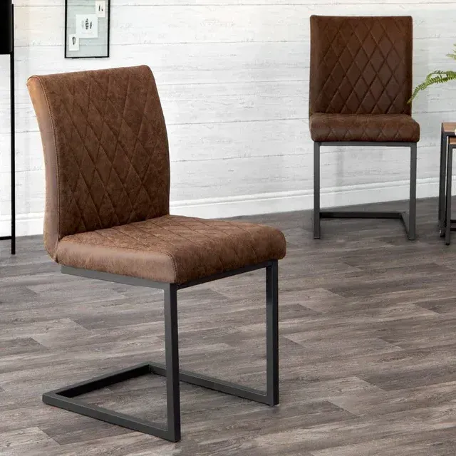 Industrial Diamond Stitch Chair Brown