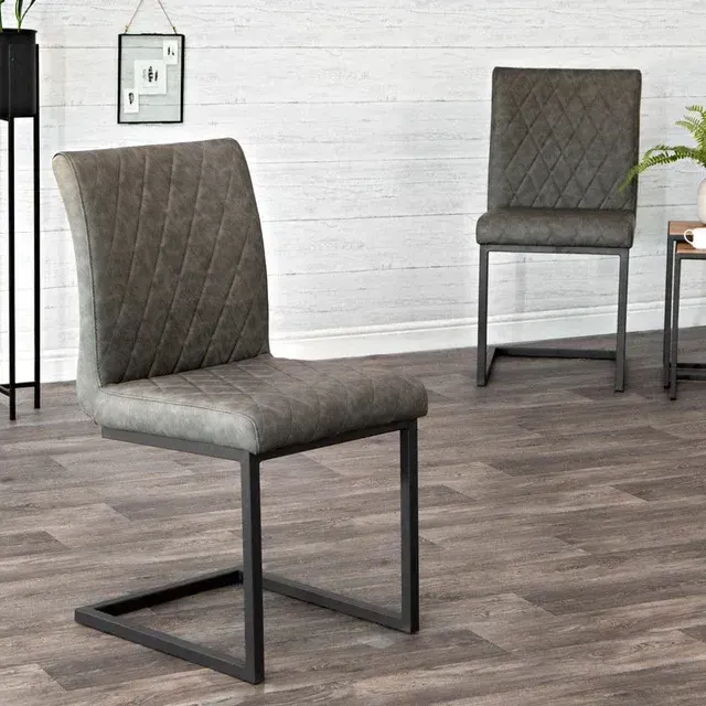 Industrial Diamond Stitch Chair Grey