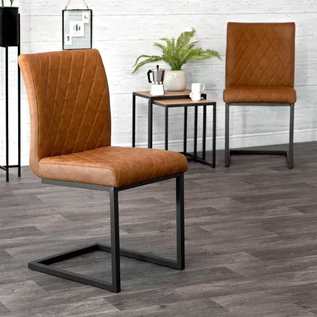 Industrial Diamond Stitch Chair Tan