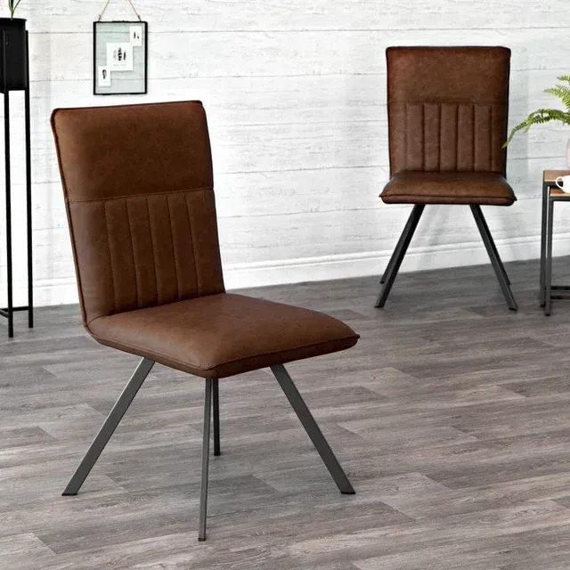 Industrial Panel Back Chair Brown