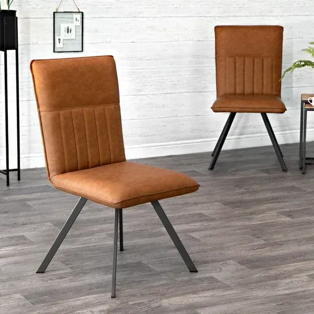Industrial Panel Back Chair Tan