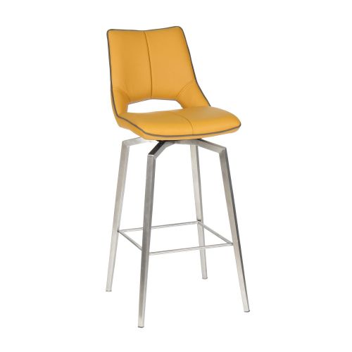 Mako Swivel Leather Effect Yellow Swivel Bar Chair