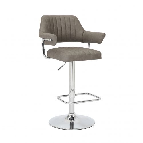 Cortez Vintage PU Leather Dark Grey Swivel Bar Stool