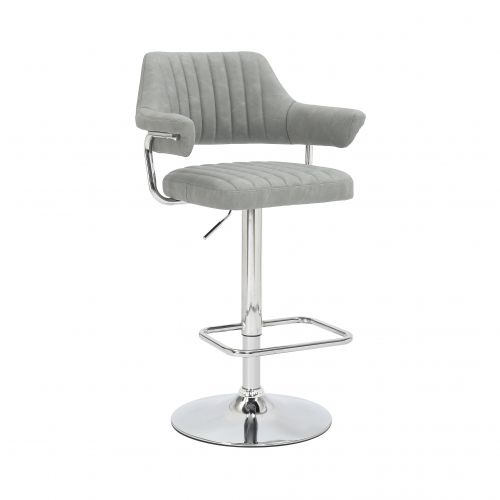 Cortez Vintage PU Leather Light Grey Swivel Bar Stool
