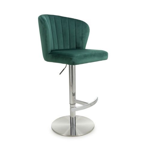Sigma Brushed Velvet Green Swivel Bar Stool