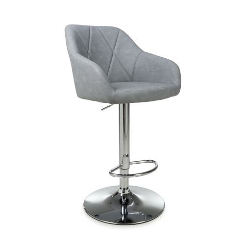 Serena Vintage PU Leather Light Grey Swivel Bar Stool