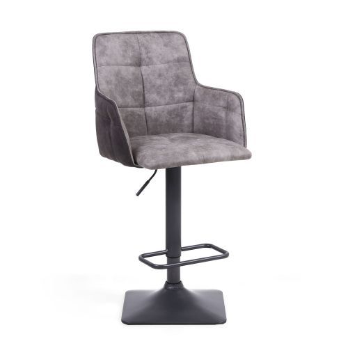 Rodeo Suede Effect Light Grey Swivel Bar Stool