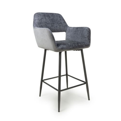 Sorento Chenille/Corduroy Grey Bar Stool