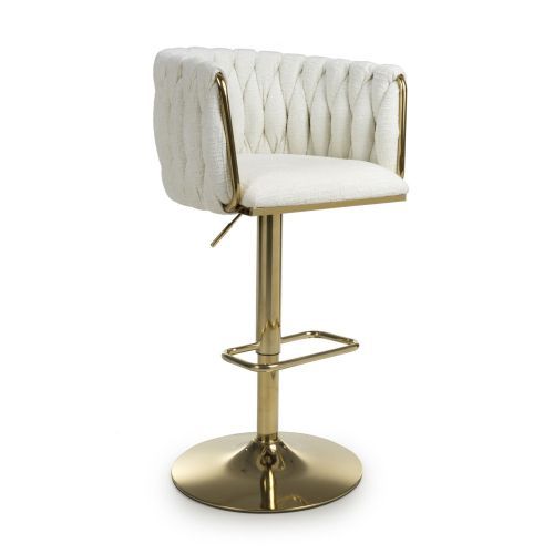 Bellaire Linen Effect Cream Swivel Bar Stool
