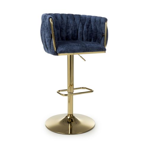 Bellaire Linen Effect Blue Swivel Bar Stool