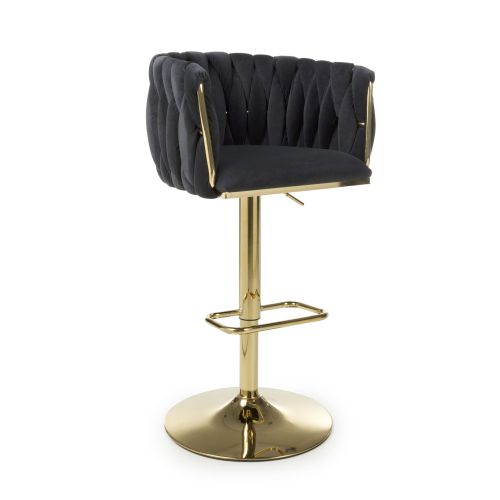 Bellaire Brushed Velvet Black Swivel Bar Stool