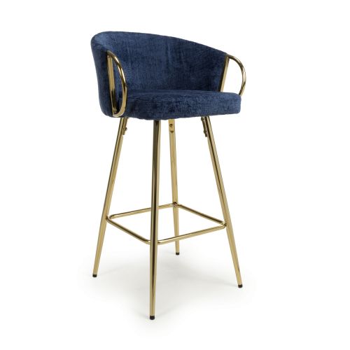 Volero Linen Effect Blue Bar Stool