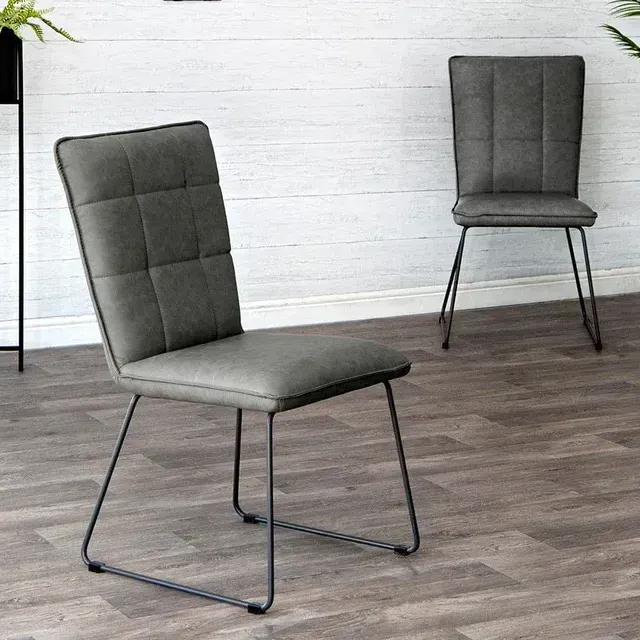 Grey Panel Back Chair with Angled Legs