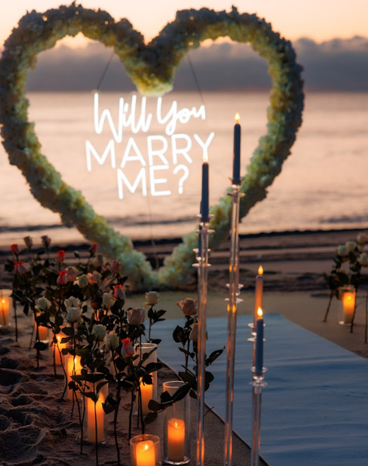 Heart-shaped floral arch with 