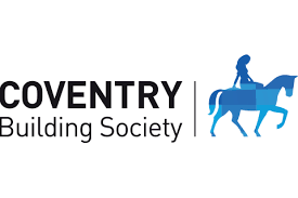 The coventry building society logo shows a woman riding a horse.