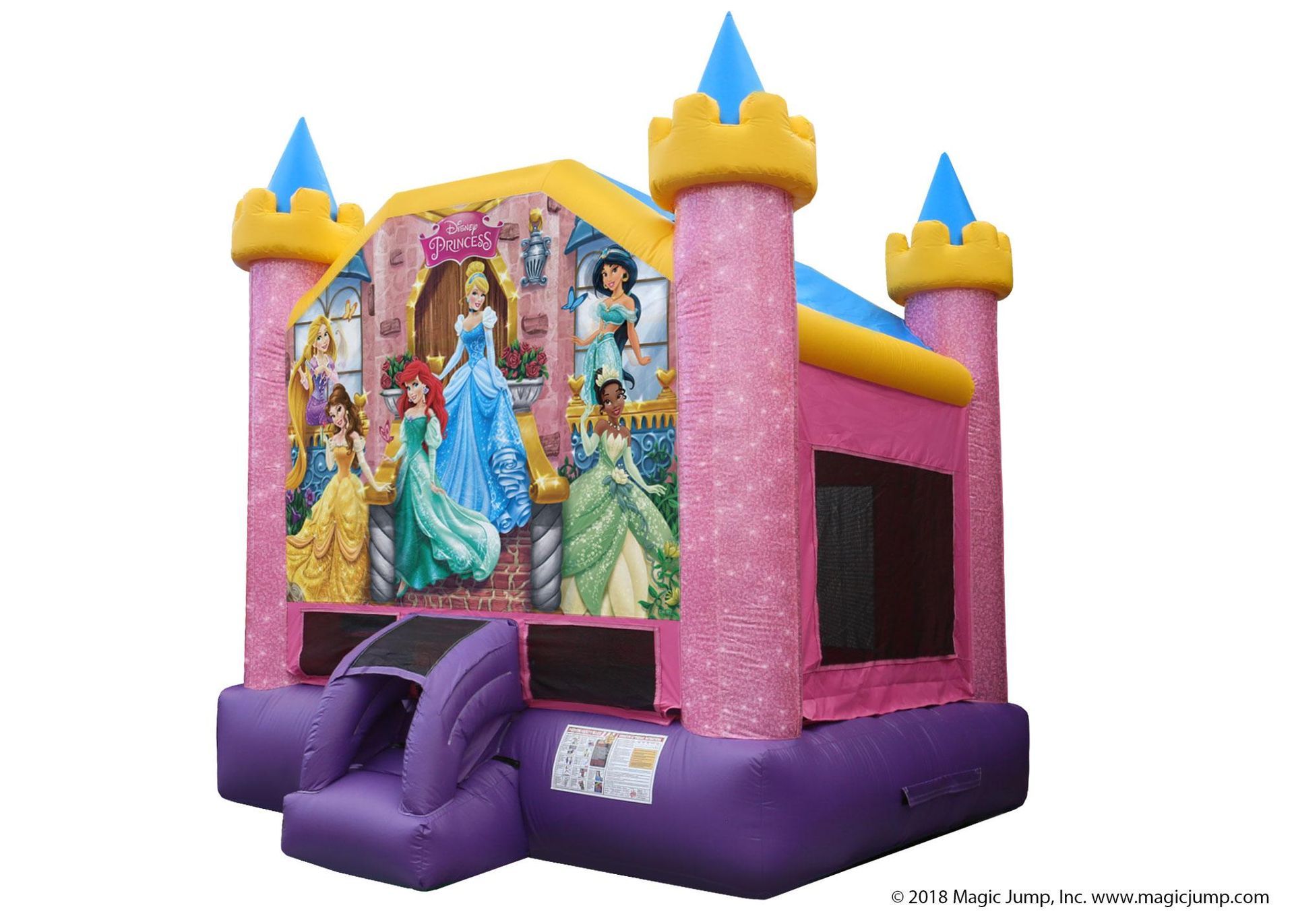 Pink and Purple Bouncy House with Disney Princesses | Rancho Cucamonga, CA | Jam Jam bounce house and inflatable party rental