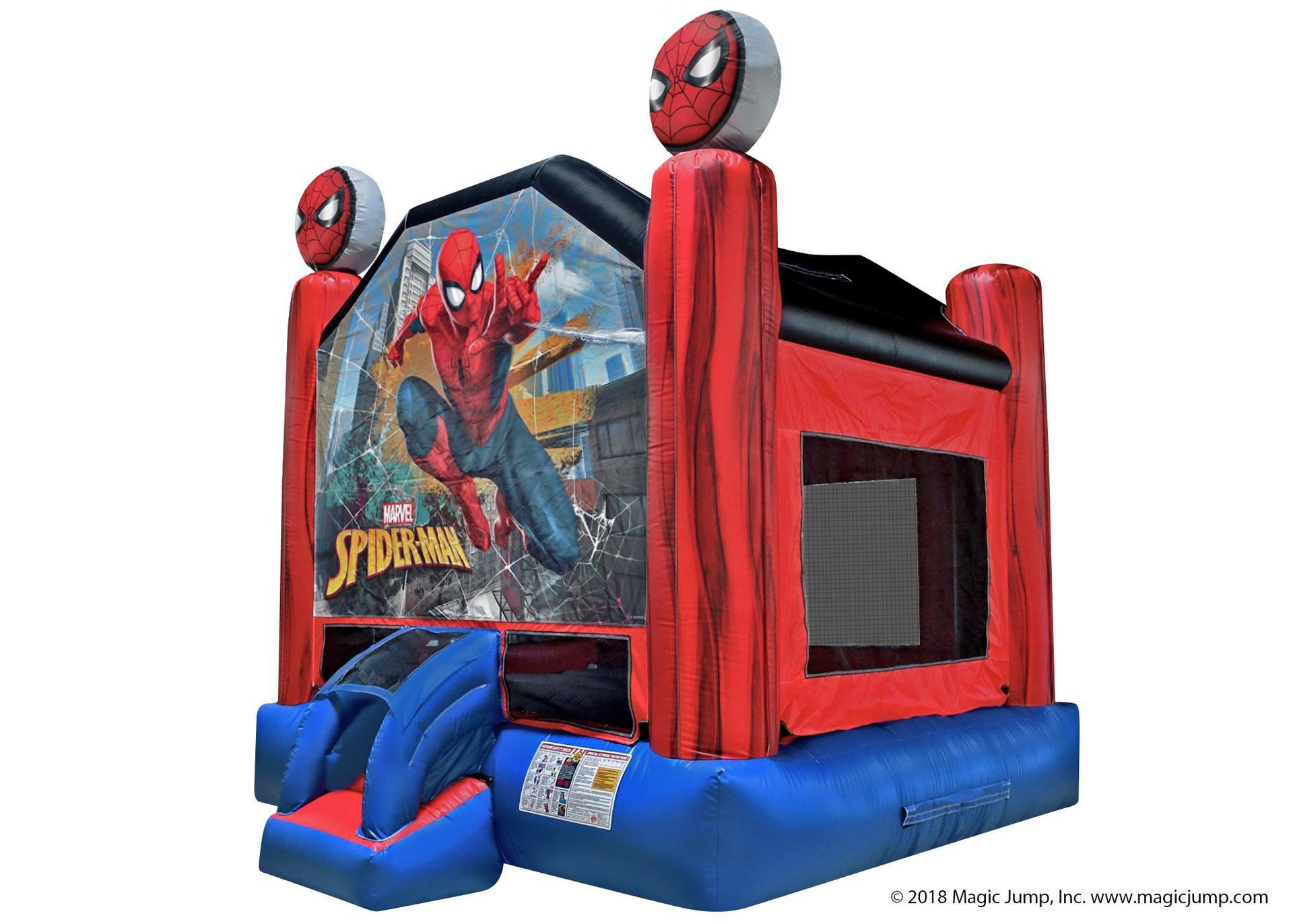 Red and Blue Bouncy House with a Picture of Spiderman on it | Rancho Cucamonga, CA | Jam Jam Bounce house and inflatables