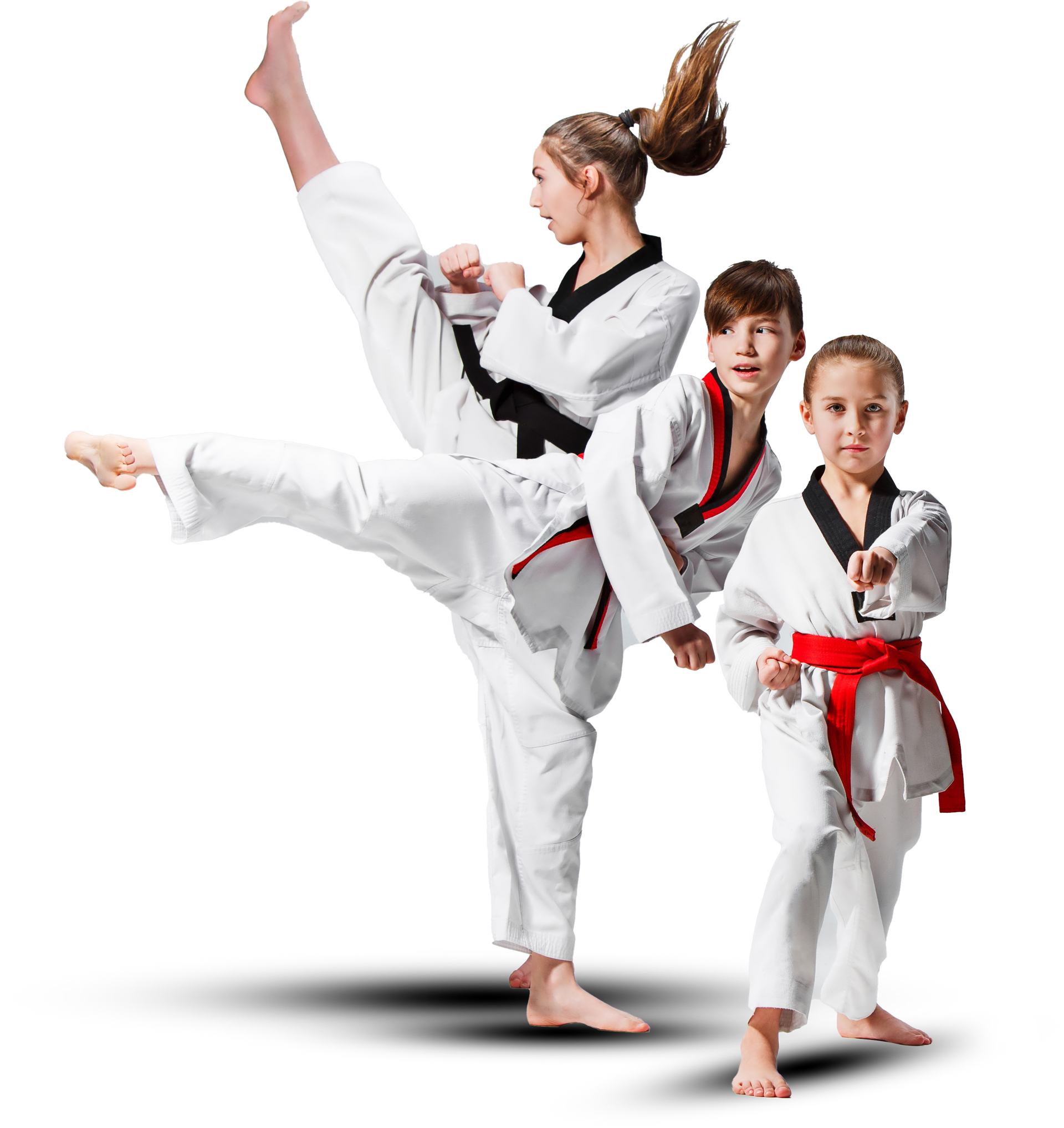 a group of children are practicing martial arts together .