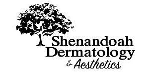 The logo for shenandoah dermatology and aesthetics has a tree on it.