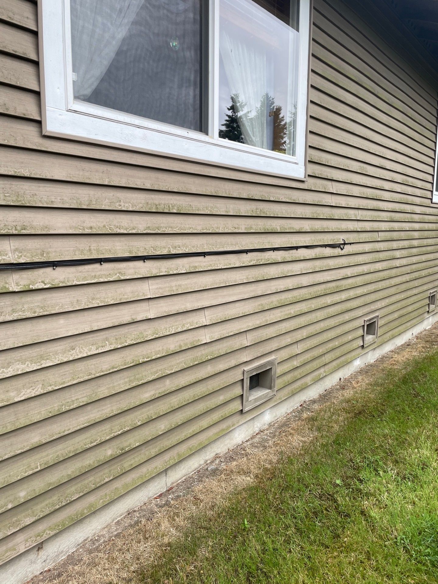 A house with a lot of windows on the side of it.
