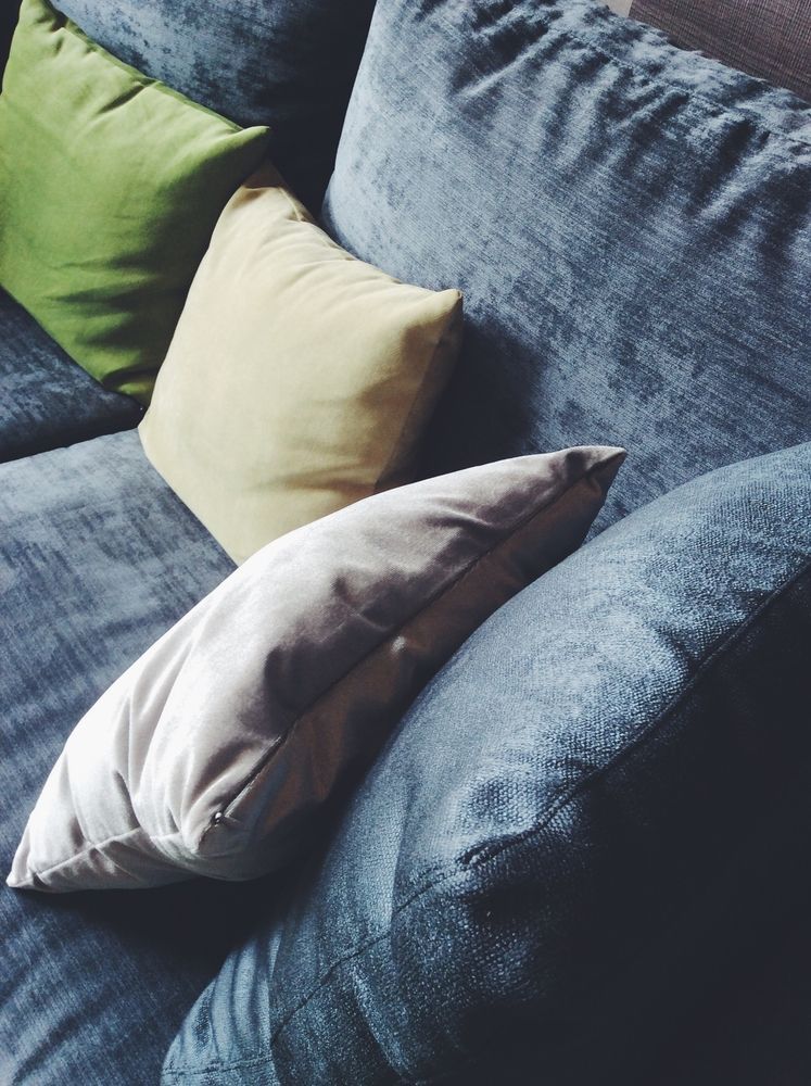 linen couch and pillows