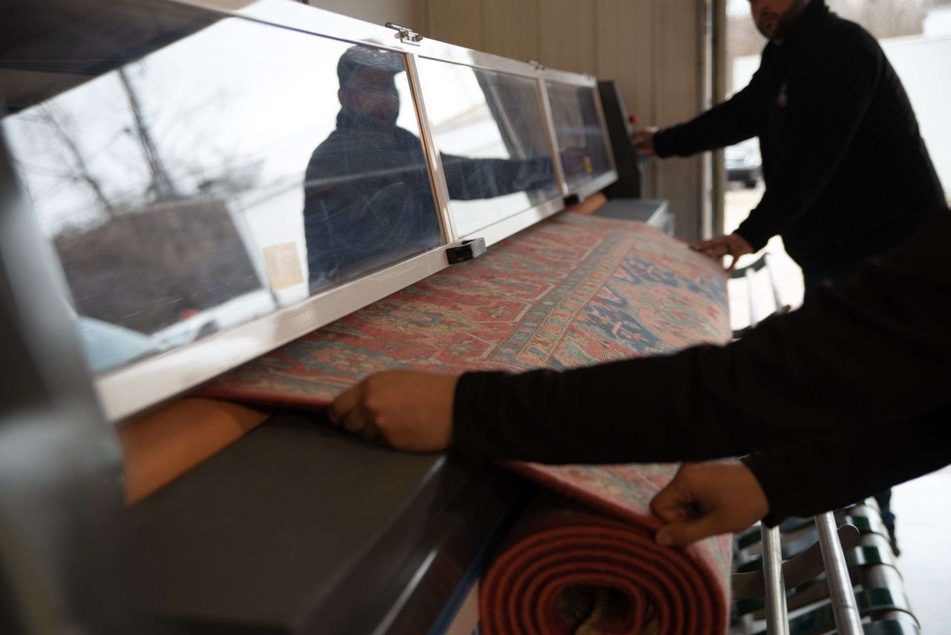 ironing the carpet in machine