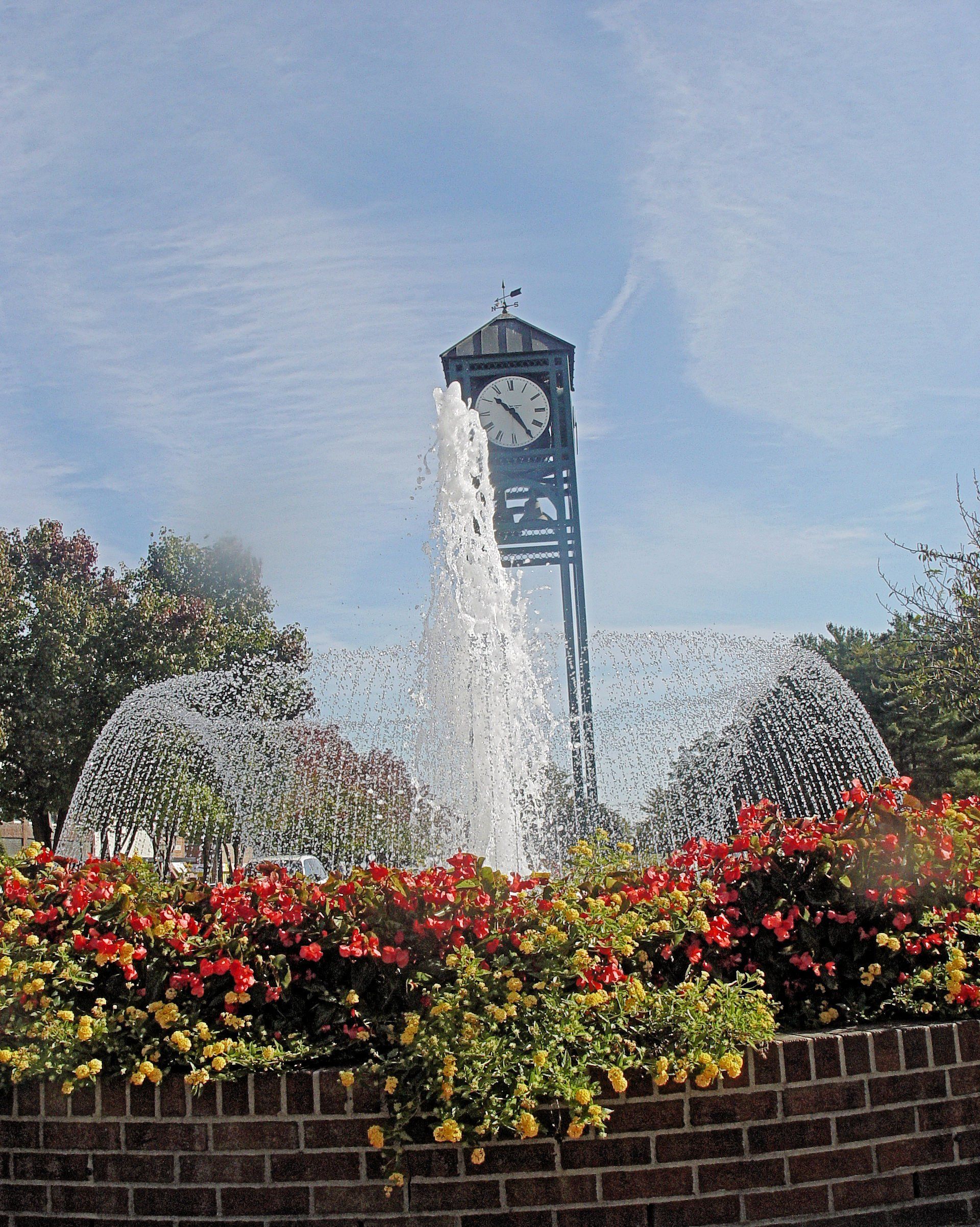 Town clock and fountain in Thomasville, NC