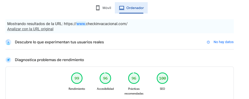Interfaz de informe con opciones para enviar, descargar y cuatro botones de acción.
