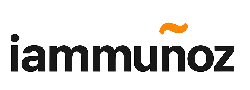 Se muestra un logotipo de iammunoz sobre un fondo blanco.