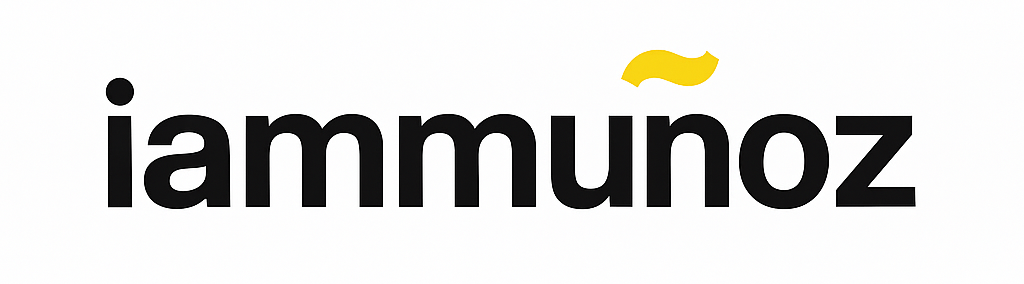 Se muestra un logotipo de iammunoz sobre un fondo blanco.