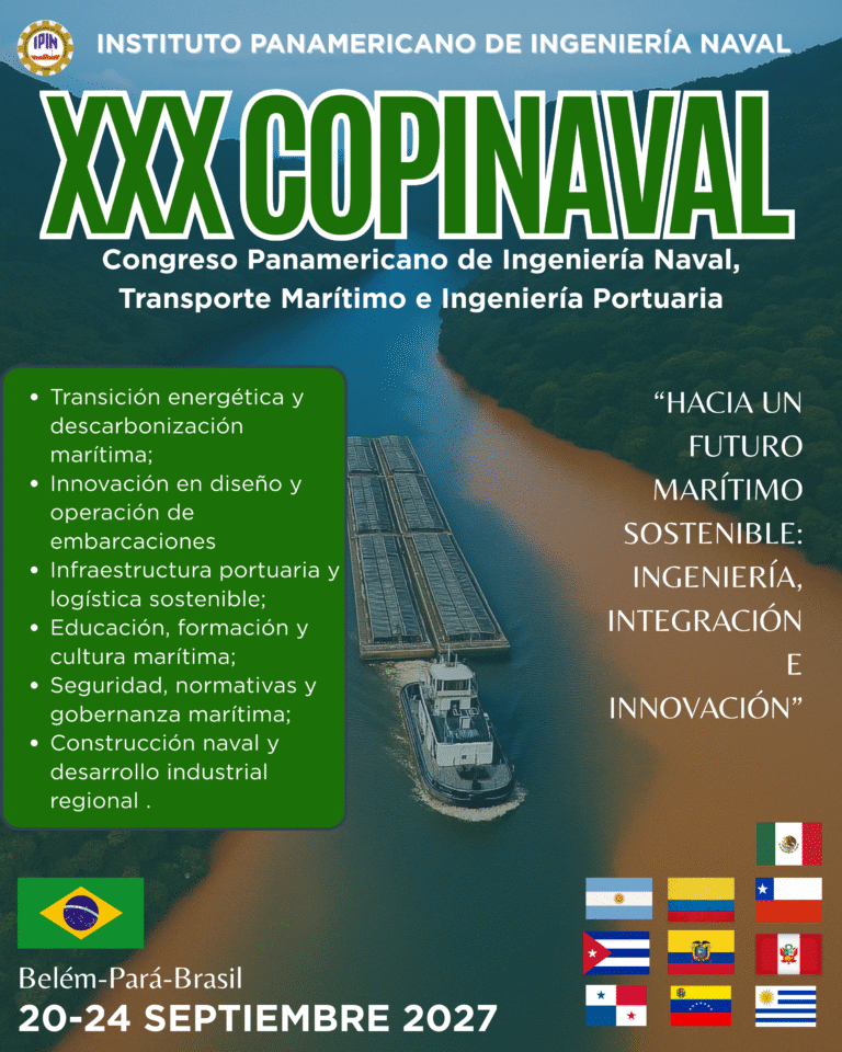 Afiche para el XXX COPINAVAL: Congreso Panamericano de Ingeniería Naval, Belém, Brasil, 2027. 
