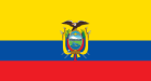 Bandera del Ecuador: franjas horizontales amarillas, azules y rojas con el escudo en el centro.