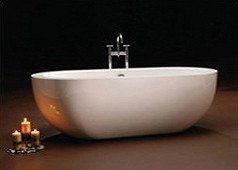 Modern-styled white bathtub