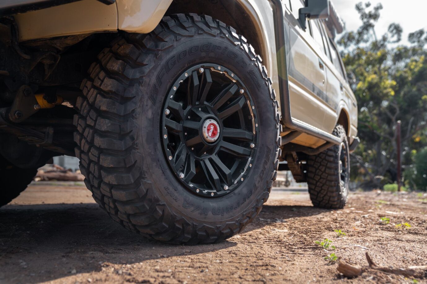 Newly Replaced Tyres Of A Car At A Tyre Shop