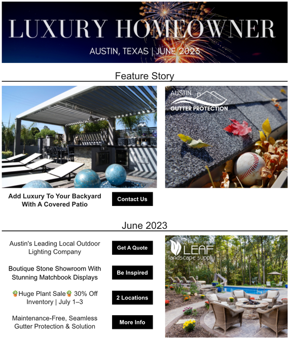 a luxury homeowner newsletter from austin , texas .