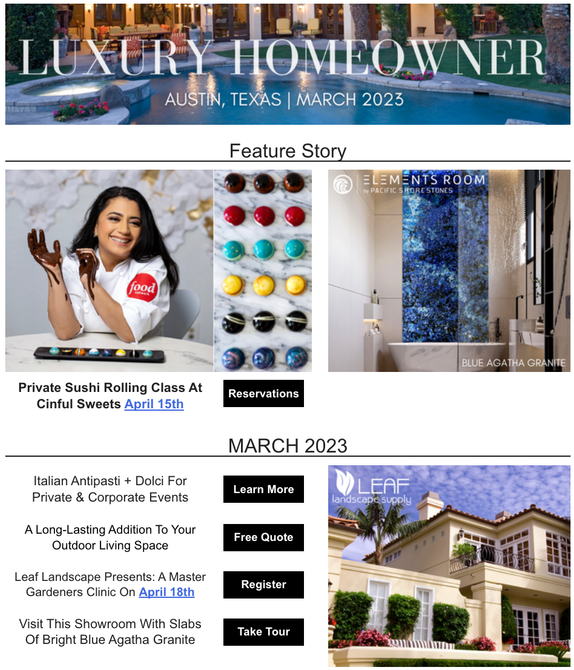 a luxury homeowner newsletter for march 2021