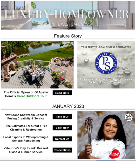 a luxury homeowner magazine with a woman holding a whisk .