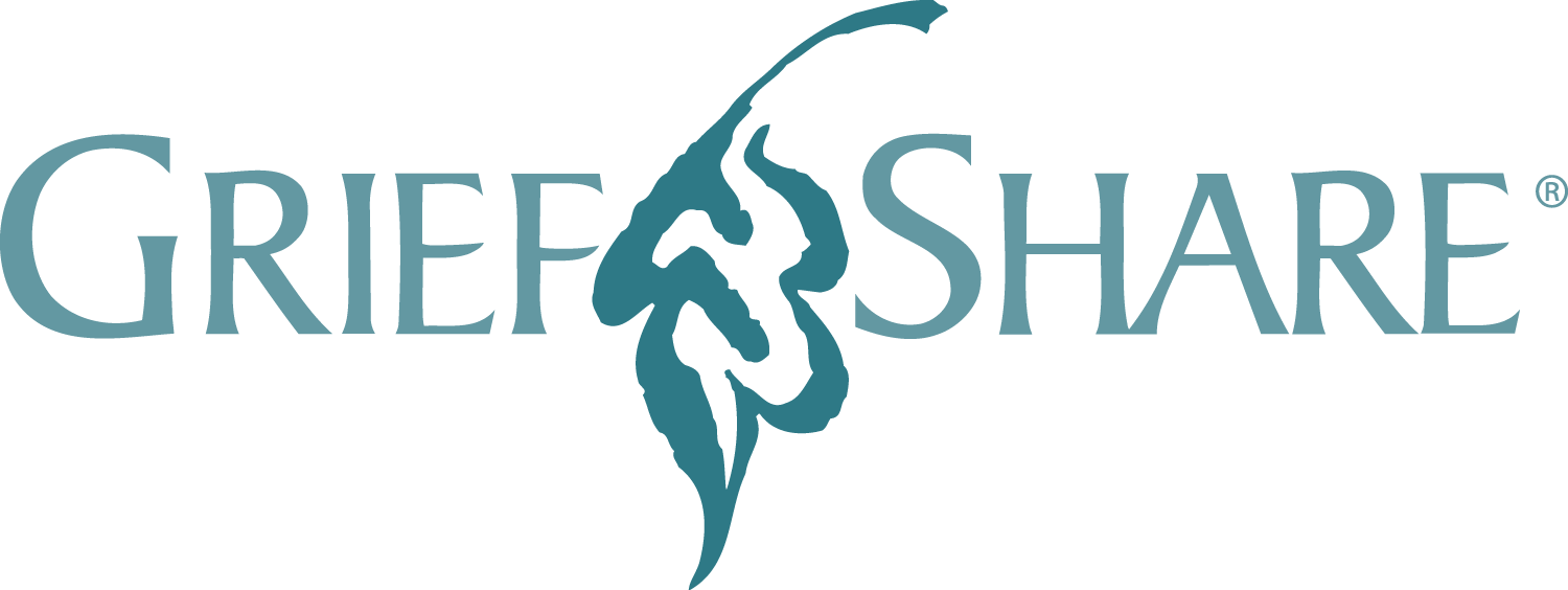 The grief share logo is blue and has a bird on it.