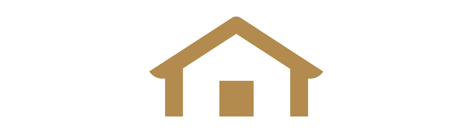 A stylized house icon in shades of gold.