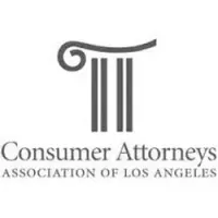 Logo for the Consumer Attorneys Association of Los Angeles, featuring a stylized Greek column icon above the text.