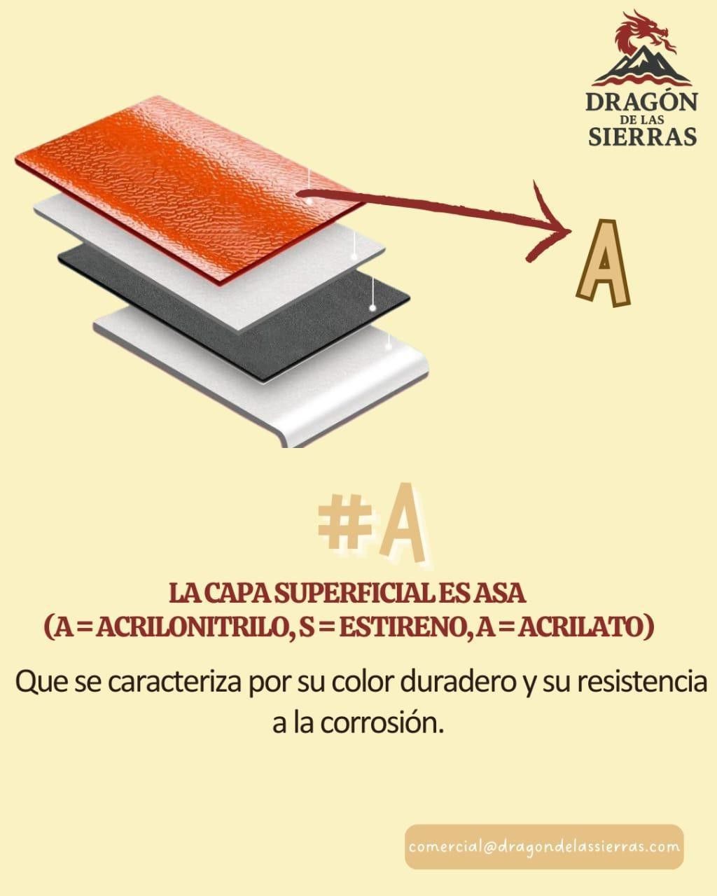 Diagrama que muestra capas de material, con la capa superior etiquetada