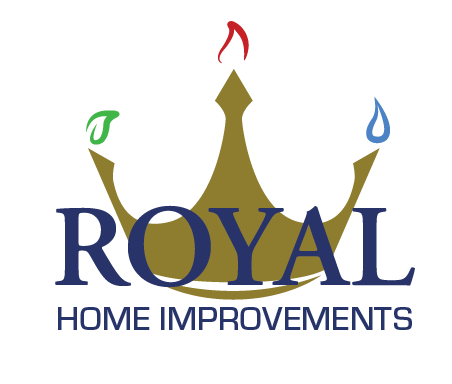 Royal Home Improvements logo with gold crown and blue, green, and red accents