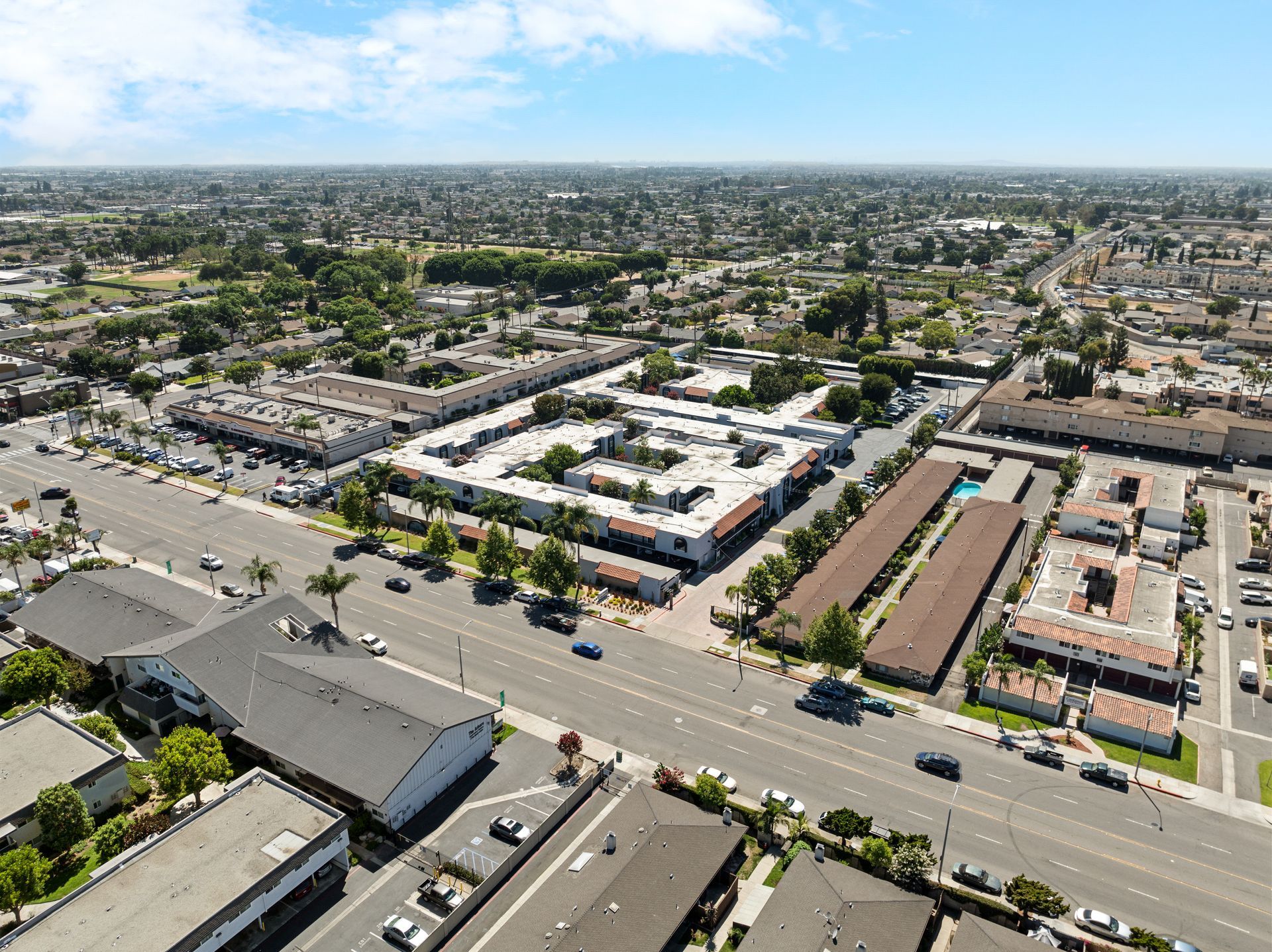 Overhead view of community and street