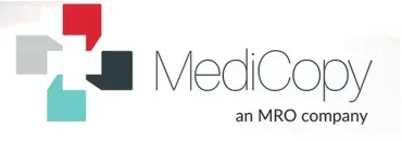 The logo for medicopy is a mro company