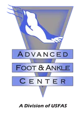 The logo for the advanced foot and ankle center is a division of usfas