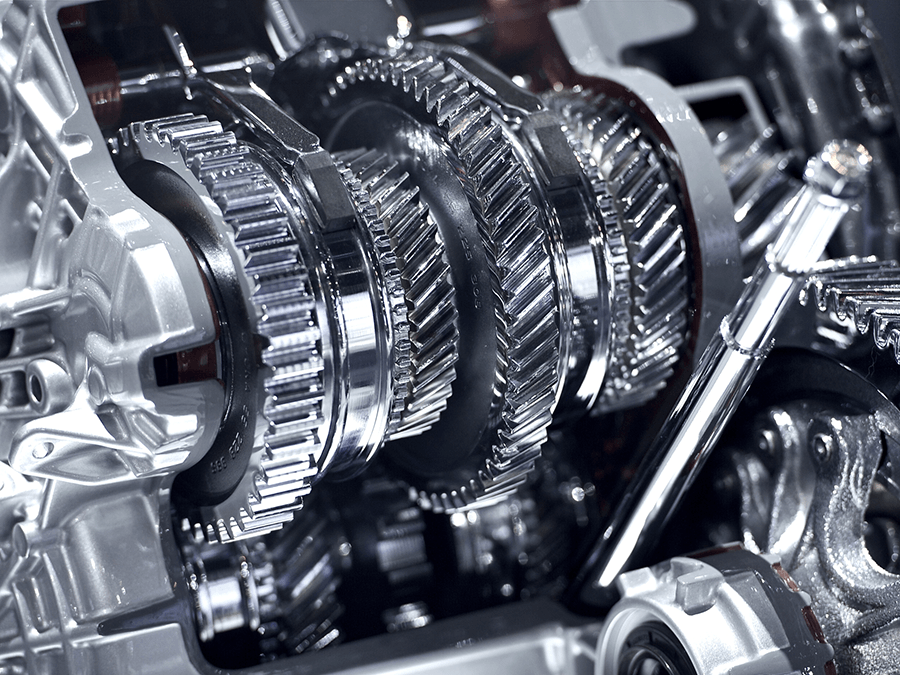 A close up of a gearbox in a car engine.