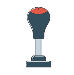 A cartoon illustration of a shift knob on a white background.