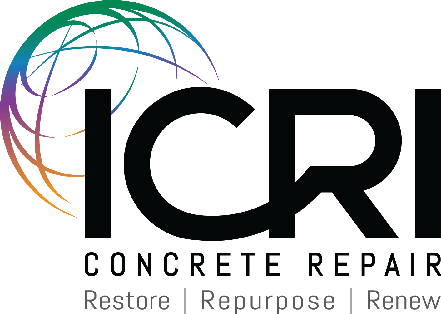 A logo for concrete repair restore repurpose renew.