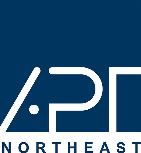 A blue and white logo for northeast