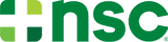 A green and white logo for nsc on a white background.